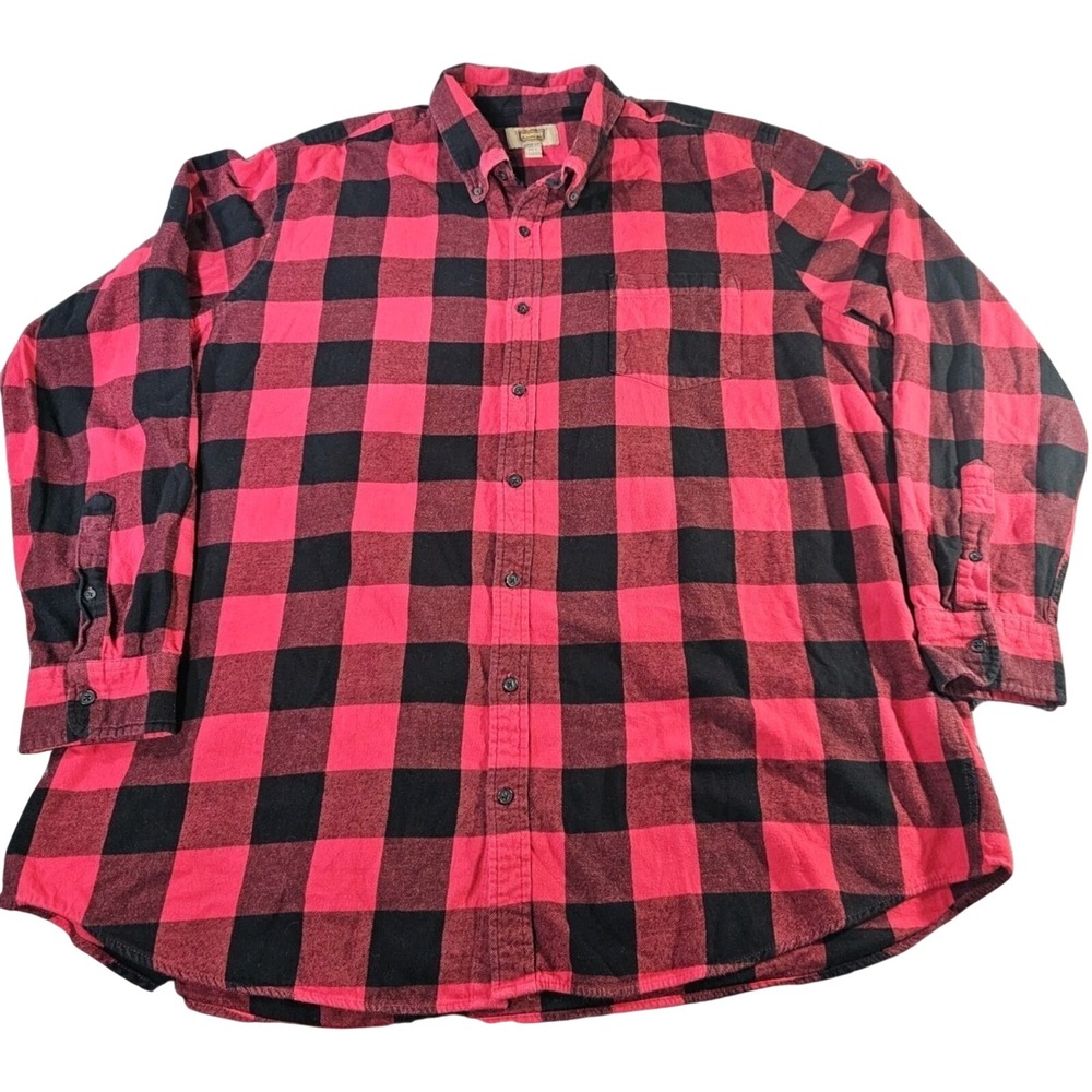 The Foundry Flannel Shirt Mens‎ 2XLT Red Black BuffaloPlaid oversized Lumberjack